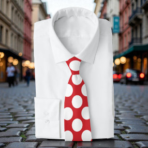 Gravata Vermelho com Pontos Brancos Retro