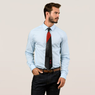 Gravata Vermelho, preto e branco