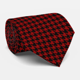 Gravata Vermelho preto Pied de Poule Pequeno Houndstooth