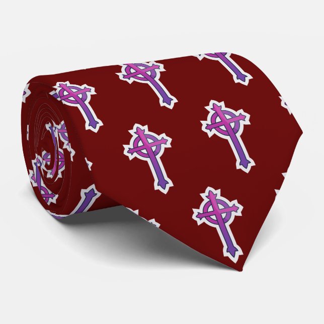 Gravata Vermelho Religioso Cruzado Presbiteriano (Rolled)