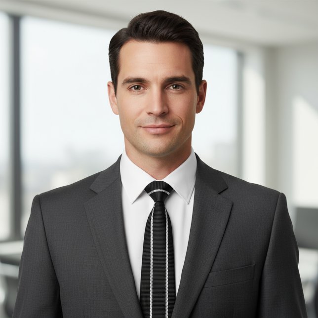 Gravata Vestido Clássico Preto e Branco com Listras Finas (Criador carregado)