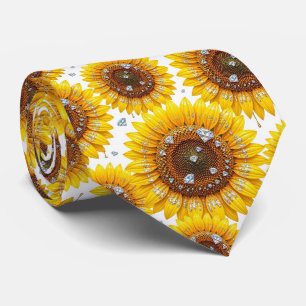 Gravata Vestir Casual Girassóis e Diamantes