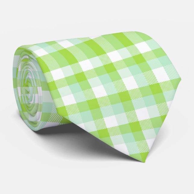 Gravata Vibrant Citrus Green Modern Bold Gingham Check (Rolled)