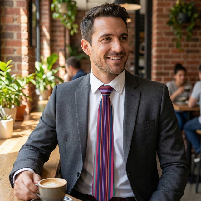 Gravata Vibrant Multicolor Striped Neck Tie (Criador carregado)