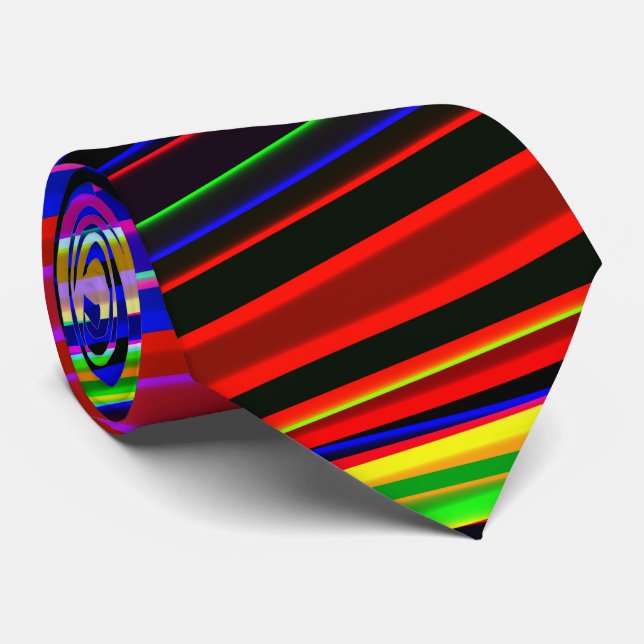 Gravata Vibrant Neon Striped Abstract Pattern (Rolled)