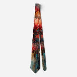 Gravata Vibrantes Pétalas Carmesim Floral Vermelho e Turqu