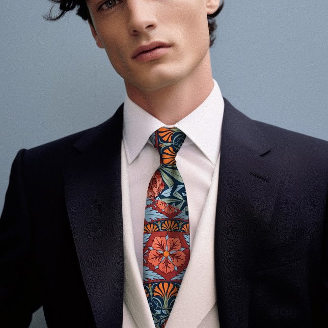 Gravata Victorian-Era Hibiscus e Rosa Mallow Men (Criador carregado)