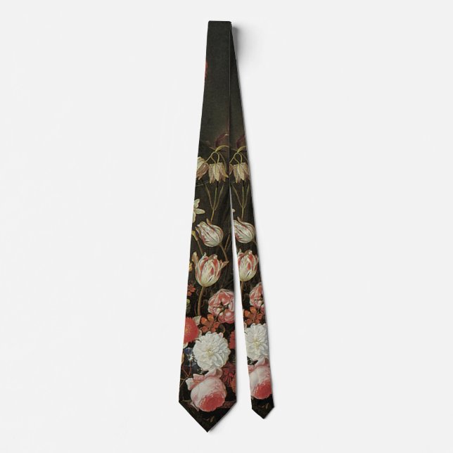 Gravata Vida Floral Barroca Antiga Flores em Vaso (Frente)