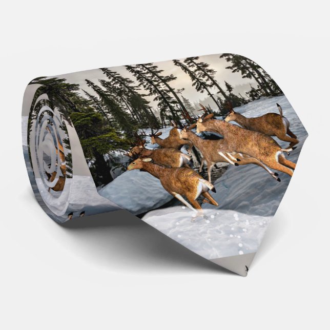 Gravata Vida Selvagem de Inverno - Mula de Cauda Preta Cor (Rolled)