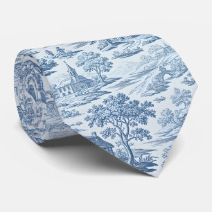 Gravata Vila Toile de Jouy em azul