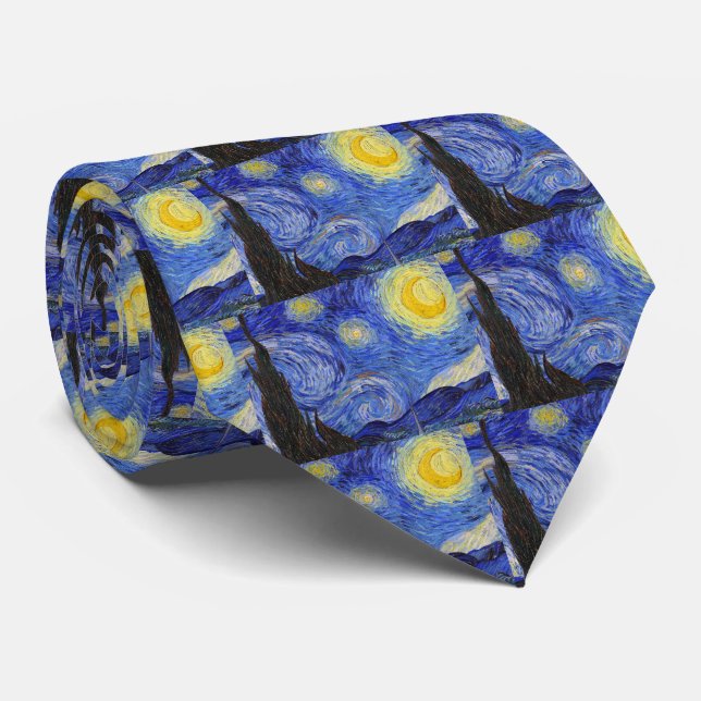 Gravata Vincent Willem van Gogh, "Starry Night" (Rolled)