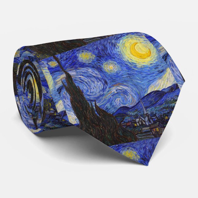 Gravata Vincent Willem van Gogh , “ Starry Night ” ネクタイ (Rolled)