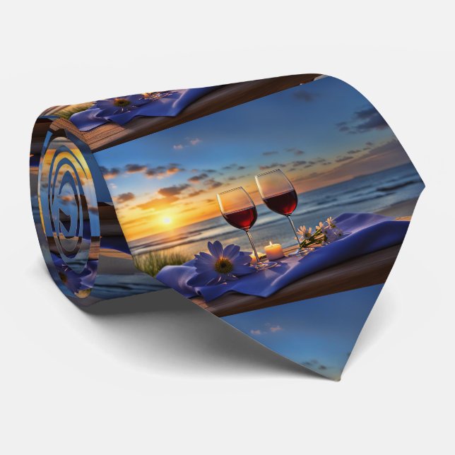 Gravata Vinho na praia (Rolled)