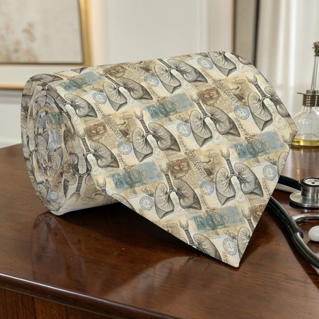 Gravata Vintage Anatomy Lungs Science Custom Necktie (Criador carregado)
