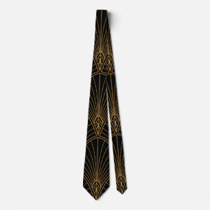 Gravata Vintage Art Deco Black and Dourado