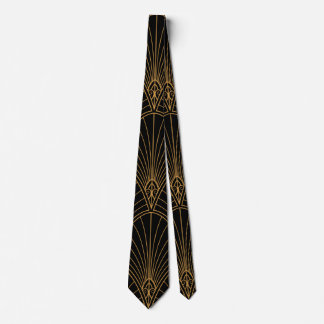 Gravata Vintage Art Deco Black and Dourado