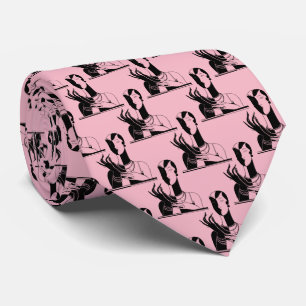 Gravata Vintage Art Deco Lady With Pearls Black Transp