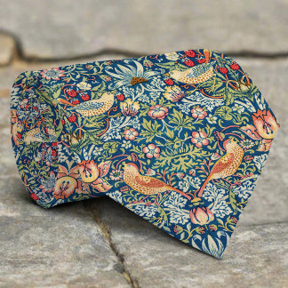 Gravata Vintage Bird Flower Strawberry Christmas Pattern