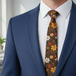 Gravata Vintage Boho Retro Anos 70 Floral