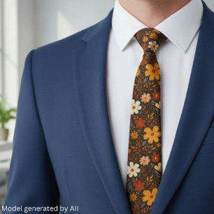 Gravata Vintage Boho Retro Anos 70 Floral