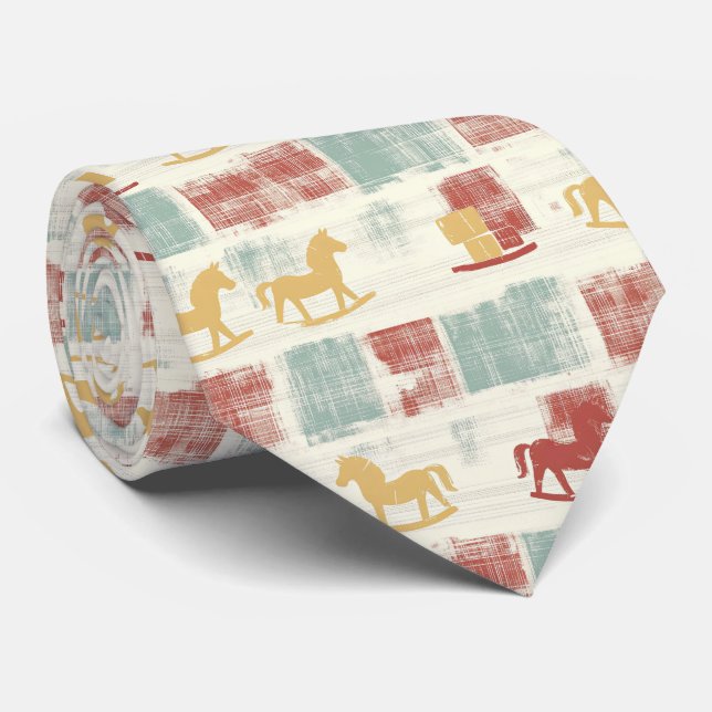 Gravata Vintage Distressed Rocking Horse Pattern (4) (Rolled)