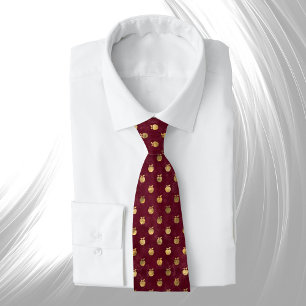 Gravata Vintage Dourada Maroon Apple