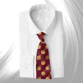 Gravata Vintage Dourada Maroon Pumpkin