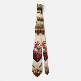 Gravata Vintage elegance: an elegant clock and heart.