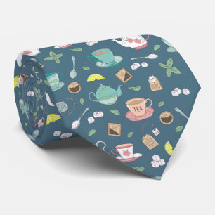 Gravata Vintage English Teacups Teapot Tea Drinker Casamen