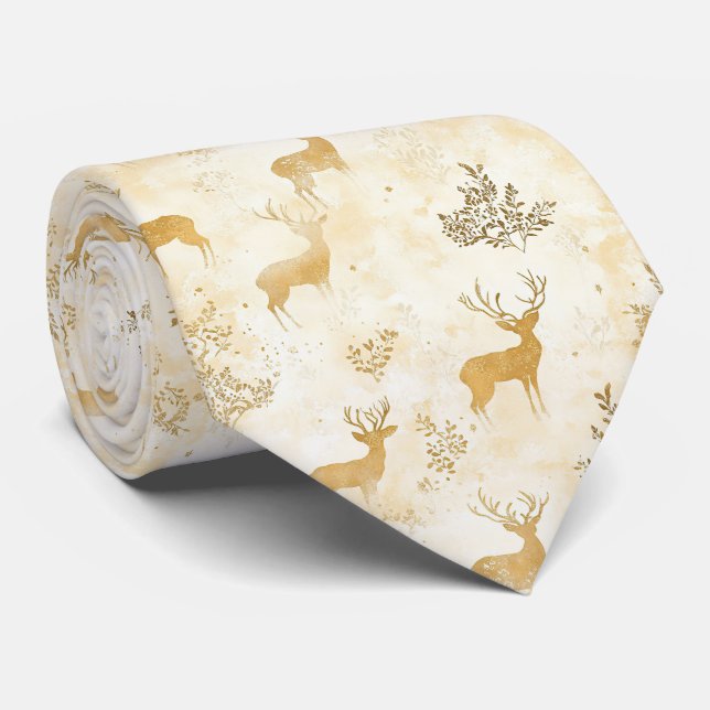 Gravata Vintage Fawn & Floral Woodland Pattern (1) (Rolled)