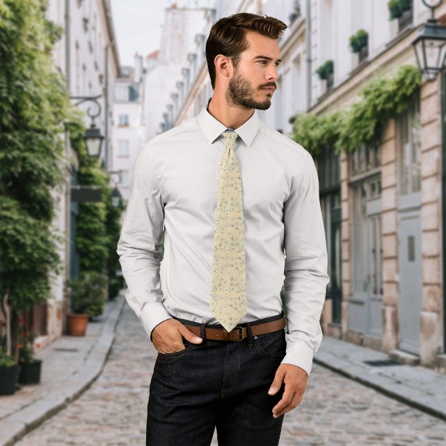 Gravata Vintage Flowers Cream Personalize Inicial (Criador carregado)