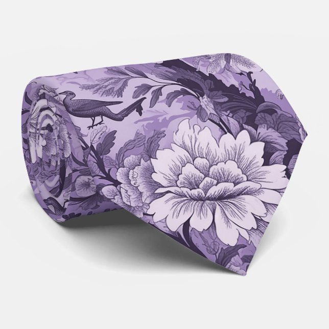 Gravata Vintage French Purple Toile Fleurie (Rolled)