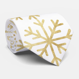 Gravata Vintage Gold Foil Snowflakes Colar o Pescoço de Na