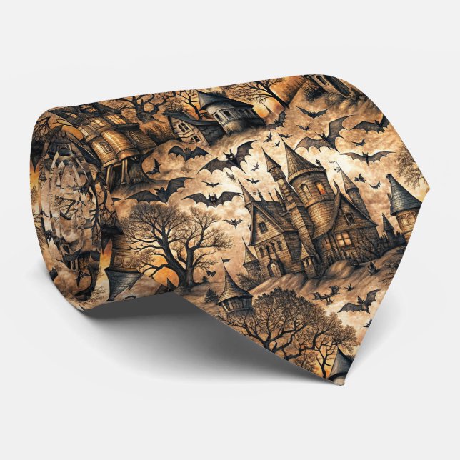 Gravata Vintage Haunted House (Rolled)