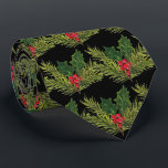 Gravata Vintage Holly Christmas Vintage Favorece Red Festi<br><div class="desc">Vintage Holly Watercolor,  preto,  vermelho e verde,  festivo,  favores,  padrão retrô,  gravata natalina do pai. Vintage,  natais vintages,  Feliz Natal,  Papais noeis,  presentes de Natal,  árvore de Natal,  Maravilha de inverno,  Natal tradicional,  vintage,  natais vintages,  Papai Noel.</div>
