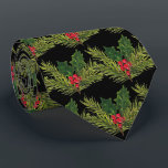 Gravata Vintage Holly Christmas Vintage Favorece Red Festi<br><div class="desc">Vintage Holly Watercolor,  preto,  vermelho e verde,  festivo,  favores,  padrão retrô,  gravata natalina do pai. Vintage,  natais vintages,  Feliz Natal,  Papais noeis,  presentes de Natal,  árvore de Natal,  Maravilha de inverno,  Natal tradicional,  vintage,  natais vintages,  Papai Noel.</div>