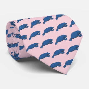 Gravata Vintage Manatee Drawing Blue