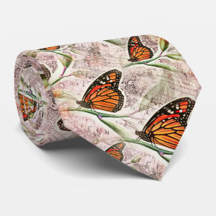 Gravata Vintage Map & Butterfly Necktie