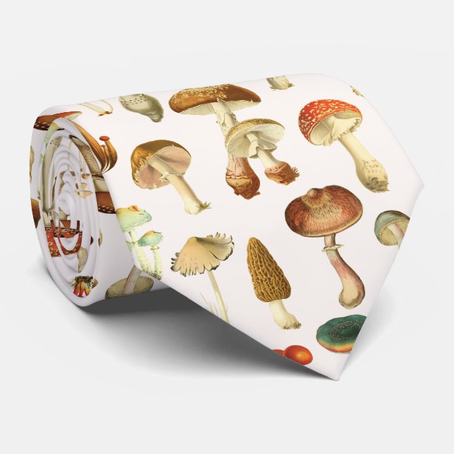 Gravata Vintage Mushroom Pattern (Rolled)