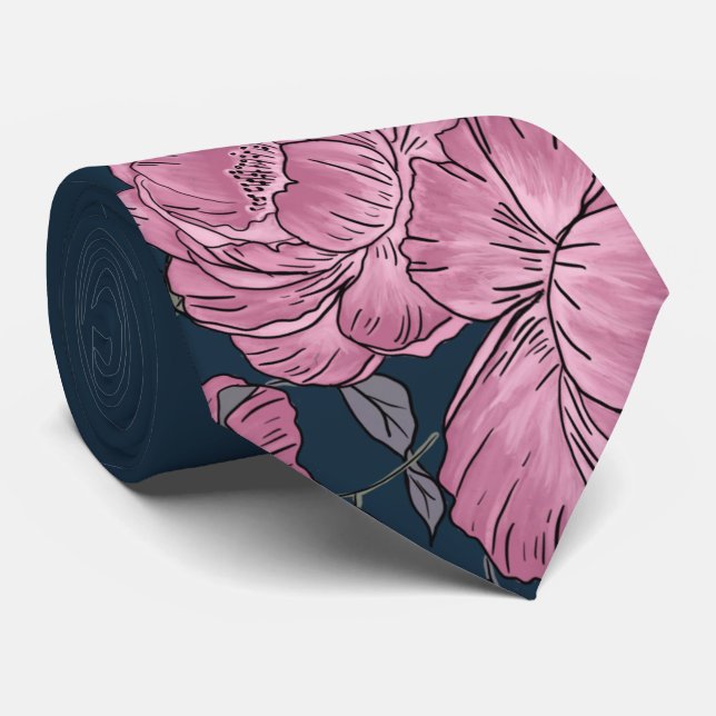Gravata Vintage Peonies Tie (Rolled)