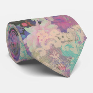 Gravata Vintage Pink Purple Lace linda floral floral