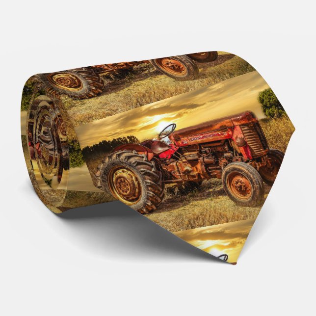 Gravata Vintage Red Fazenda Trator (Rolled)