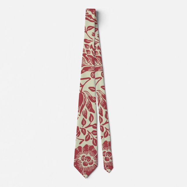 Gravata Vintage Red Floral Design (Frente)