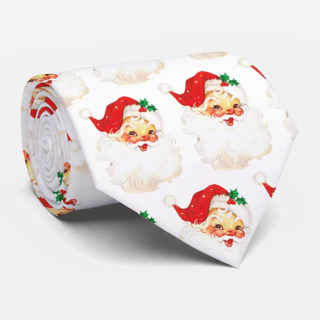 Gravata Vintage Retro Jolly Old Papai Noel Natal (Rolled)