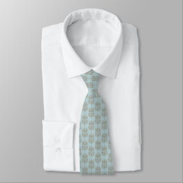 Gravata Vintage Robin's Egg Blue Damask Satin Necktie
