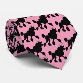 Gravata Vintage Rockabilly Black Poodles em Padrões Rosa