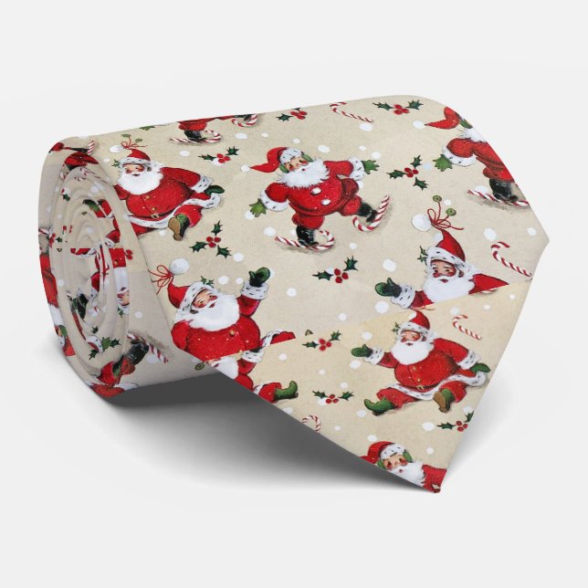 Gravata Vintage Santa Claus Natal (Rolled)