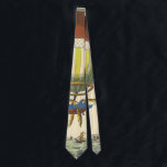 Gravata Vintage Science Fiction Steampunk Hot Air Balon<br><div class="desc">Ilustração Vintage Ciência Vitoriana Ficção viagem futurista e imagem de punk a vapor de transporte. Um balão de ar quente (um dirigível) com asas voando sobre o oceano com navios. Um castelo está em terra e uma multidão de pessoas está na costa perto do mar. Um clássico design de ficção...</div>