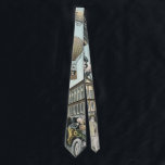 Gravata Vintage Science Fiction, Victorian Steam Punk City<br><div class="desc">Agora disponível! Gravatas impressas de lado duplo! Duas vezes mais legal! Imagem de viagem de ilustração venenosa e de transporte de ficção científica futurista apresentando pessoas viajando por dirigíveis, balões de ar quente, um trem invertido e um antigo automóvel convertível em uma metrópole vitoriana, punk a vapor, retrógrada à metrópole...</div>