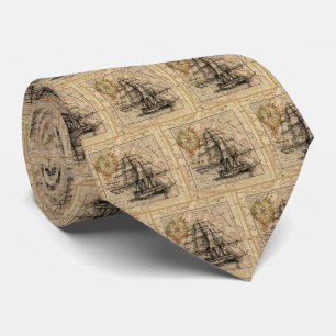 Gravata Vintage Ship E Map Tie